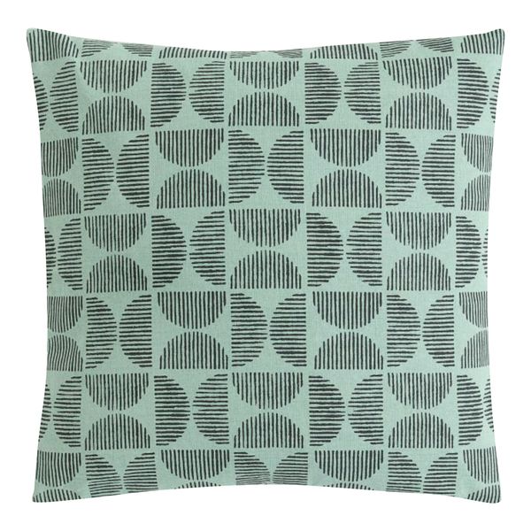 Viridian Green Pillow/Scatter Cushion With Black Patterns (Inner Included)