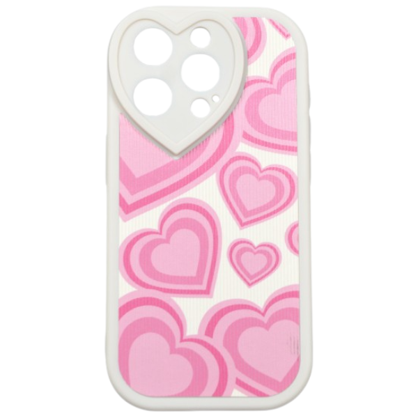 High Quality Abstract Heart Design Phone Case Compatible With iPhone 15 Pro - Pink