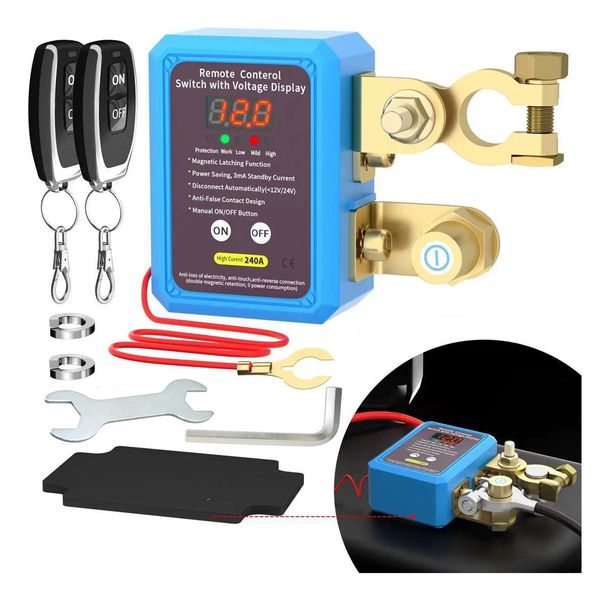 Digital display Remote Battery Disconnect Switch 12v, 240A for Car, Truck