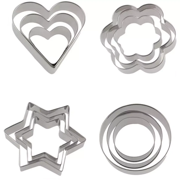 12 Pieces Of Stainless Steel Multi Shape Cookies Cutter Set
