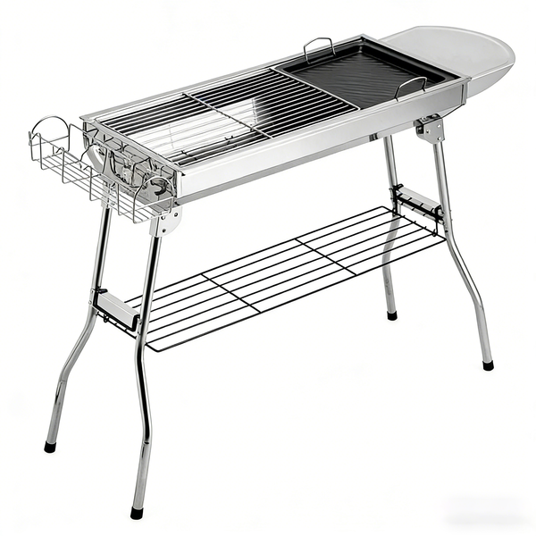 Stainless Steel Folding Braai Stand with Seasoning Wings