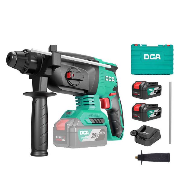DCA 20V 2.7J Industrial Brushless Rotary Hammer Kit With 4.0Ahx2 &amp; Charger
