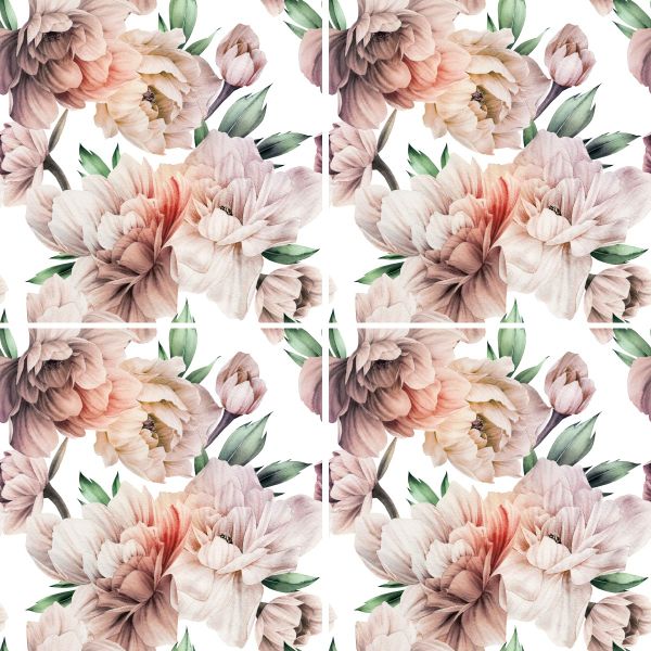 Peonies Tile Wall Stickers