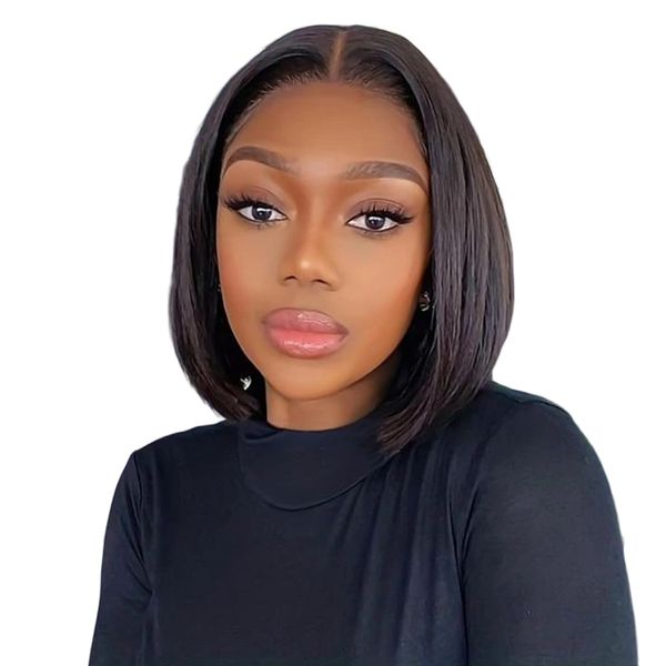 5x5 HD Lace Closure Super Double Drawn Glueless Pre Cut Bob Wig Human Hair