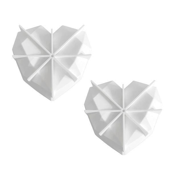 Killer Deals Dessert 3D Diamond Heart Shaped Silicone Baking Mould Set x2