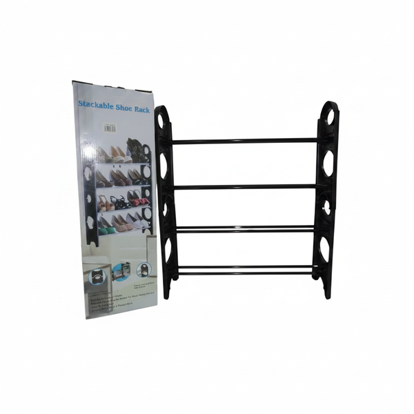 Nordic 4 Tier Stackable Shoe Rack for 12 Pairs - Space-Saving Design