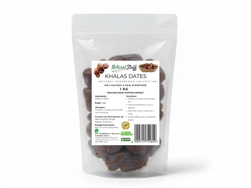Natural Stuff Khalas Dates 1kg - Soft, Sweet &amp; Full of Natural Energy