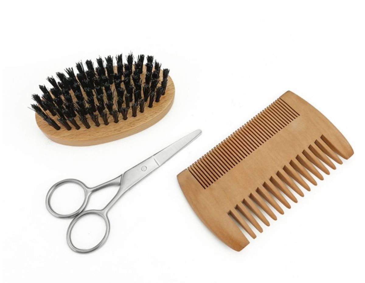 Men's 3 Piece Beard Grooming Kit Brush, Comb, Scissors with Bag Shop Today. Get it Tomorrow