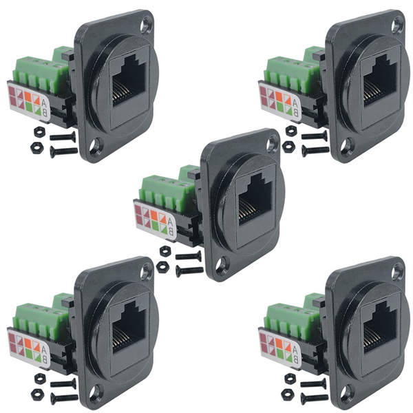 5PCS RJ45 Female Panel Mount Screw Terminal Adapter