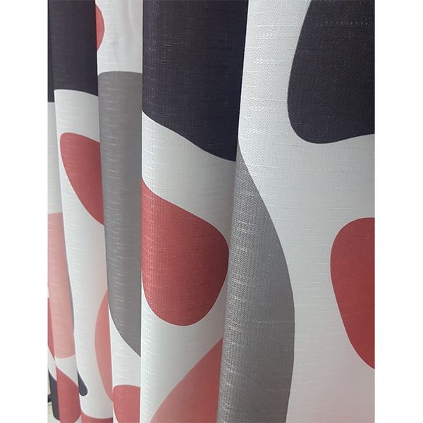 Matoc Designs Readymade Curtain -Taped -Pebble Red Grey Lined Curtain