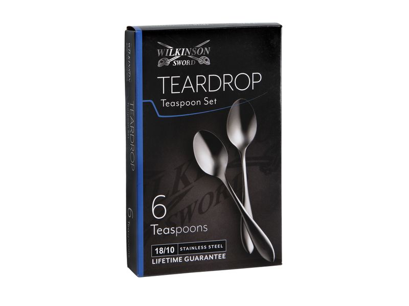 Wilkinson - Sword 18/10 Teardrop Teaspoon Set - 6 Piece - 10.5 cm x 16.5 cm x 2.5 cm