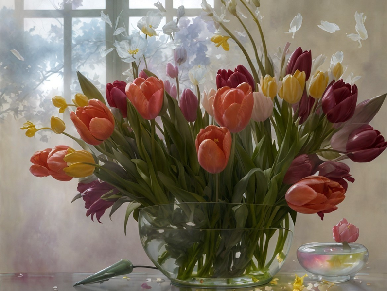 Canvas cm Home Decor Wall Art - Tulips In A Bowl