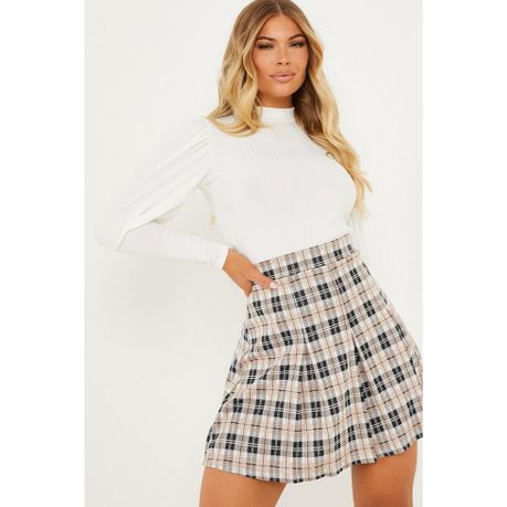 check pleated mini skirt uk