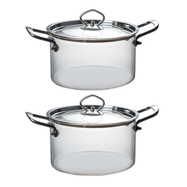 2-Piece Glass Stockpot with Stainless Steel Handle 2.5L