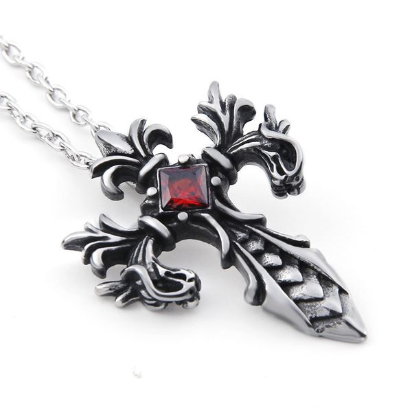 Baiouda Double Dragon Cross Necklace Fashion Retro Christian Jesus Cross