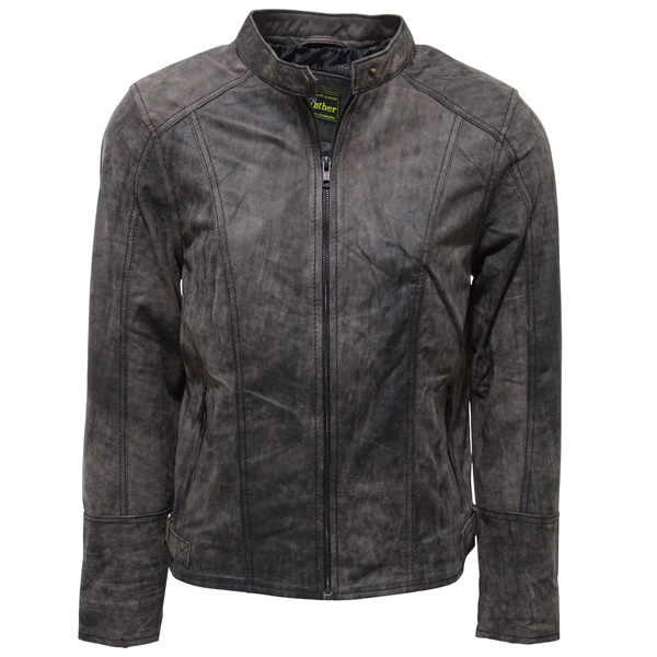 Women's Silver Pink Antique Buff Genuine Leather Jacket MJLJ000100-B