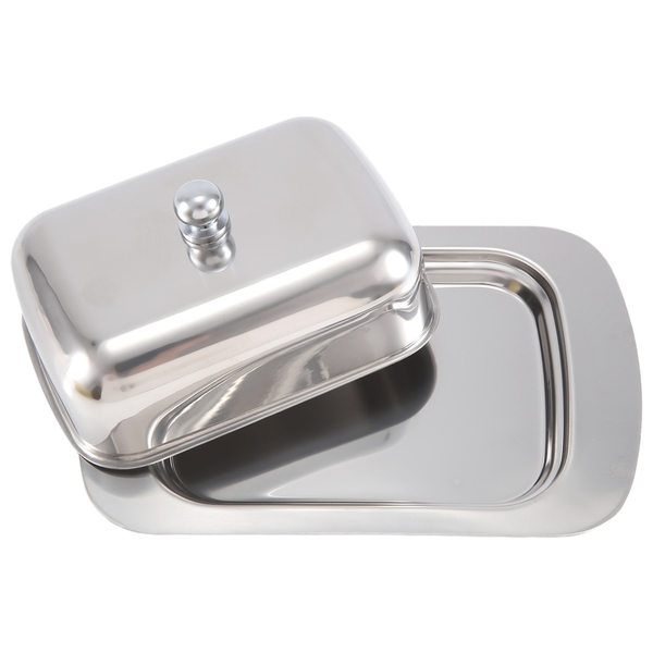 Stainless Steel Butter Dish Storage Keeper Tray With Easy To Hold Lid