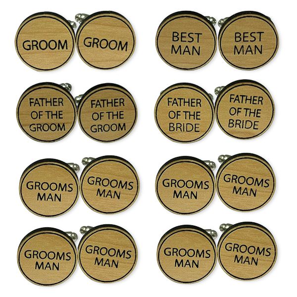 Mens Wedding Cufflinks for the Groom Party - Set of 8
