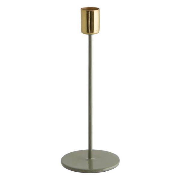 20cm Thin Gold and Grey Candle Holder -GTL34U1