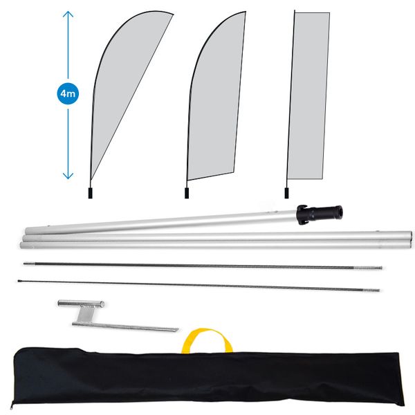Sharkfin Flag- Aluminium Pole - 4m