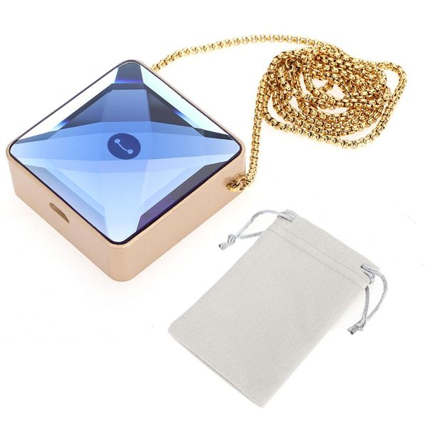 Portable Crystal Necklace Air Purifier with USB Charging US Plug (Blue)