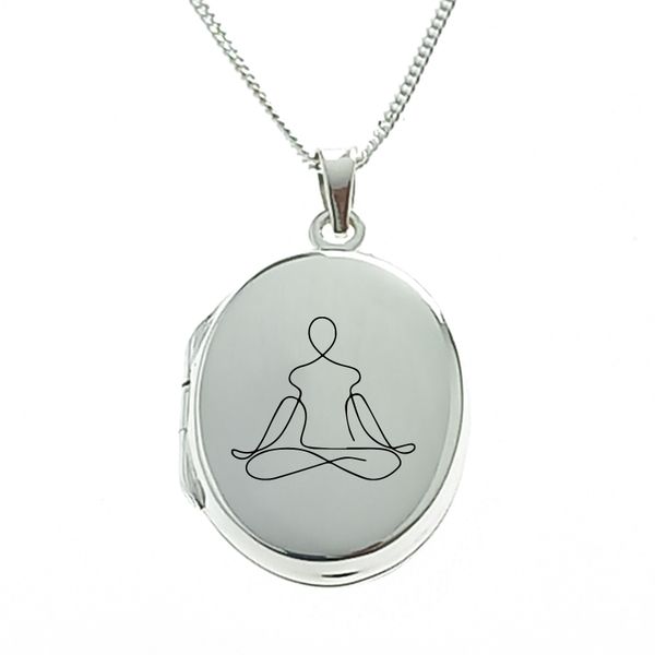 Meditation Sterling Silver Locket with Chain