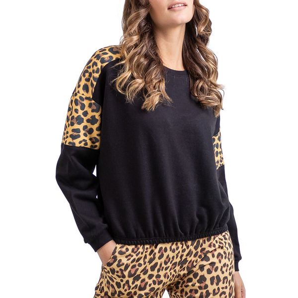 Holmes Brothers-Womens-Cheetah Block Sweat -Black