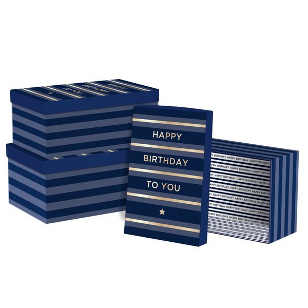 3 Nested Boxes Blue Birthday