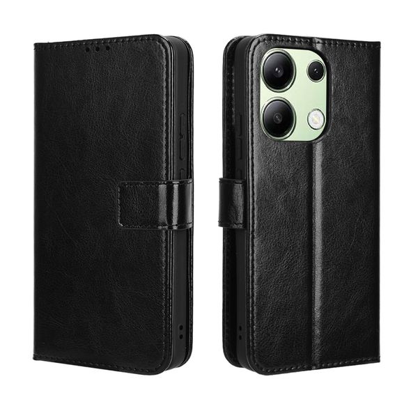 Leather Flip Cover Compatible With Redmi Note 13 4G Crazy Horse Pattern Leather Cover