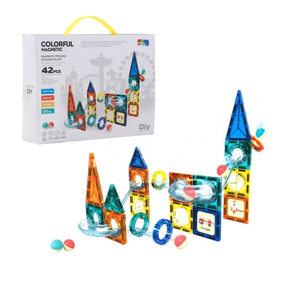 Kid Toy Magnetic Pipeline Building Block - 42-Piece
