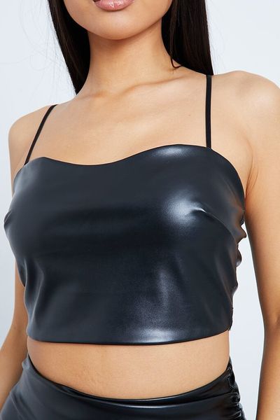 I Saw It First Ladies - Black Petite Faux Leather Bralet