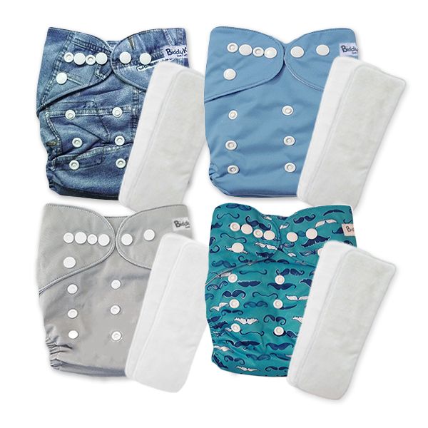 BiddyKins Cloth Nappy Bundle - 4 Boy, Neutral Pocket Nappies - Set 1