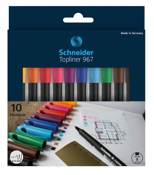 Schneider Topliner 967 0.4mm Fineliners - Wallet of 10