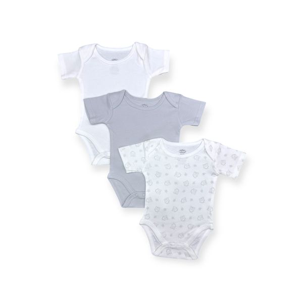 Mothers Choice 3-Pack Short Sleeve Baby Basic Bodysuits - House Print