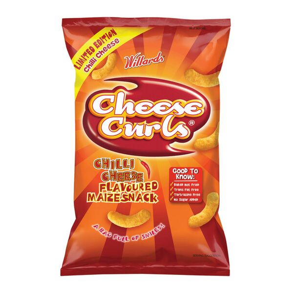 Willards Cheese Curls Chilli - 16 x 150g