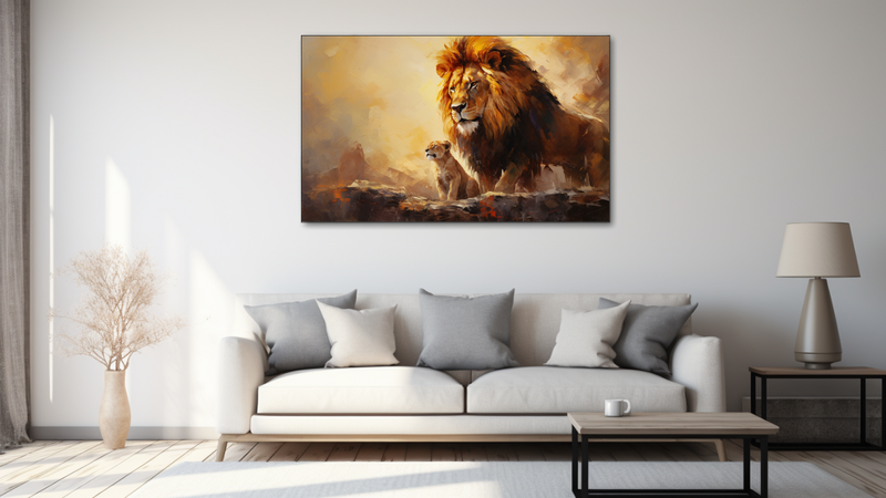 Canvas Wall Art - Lions Father and Son - HD0228