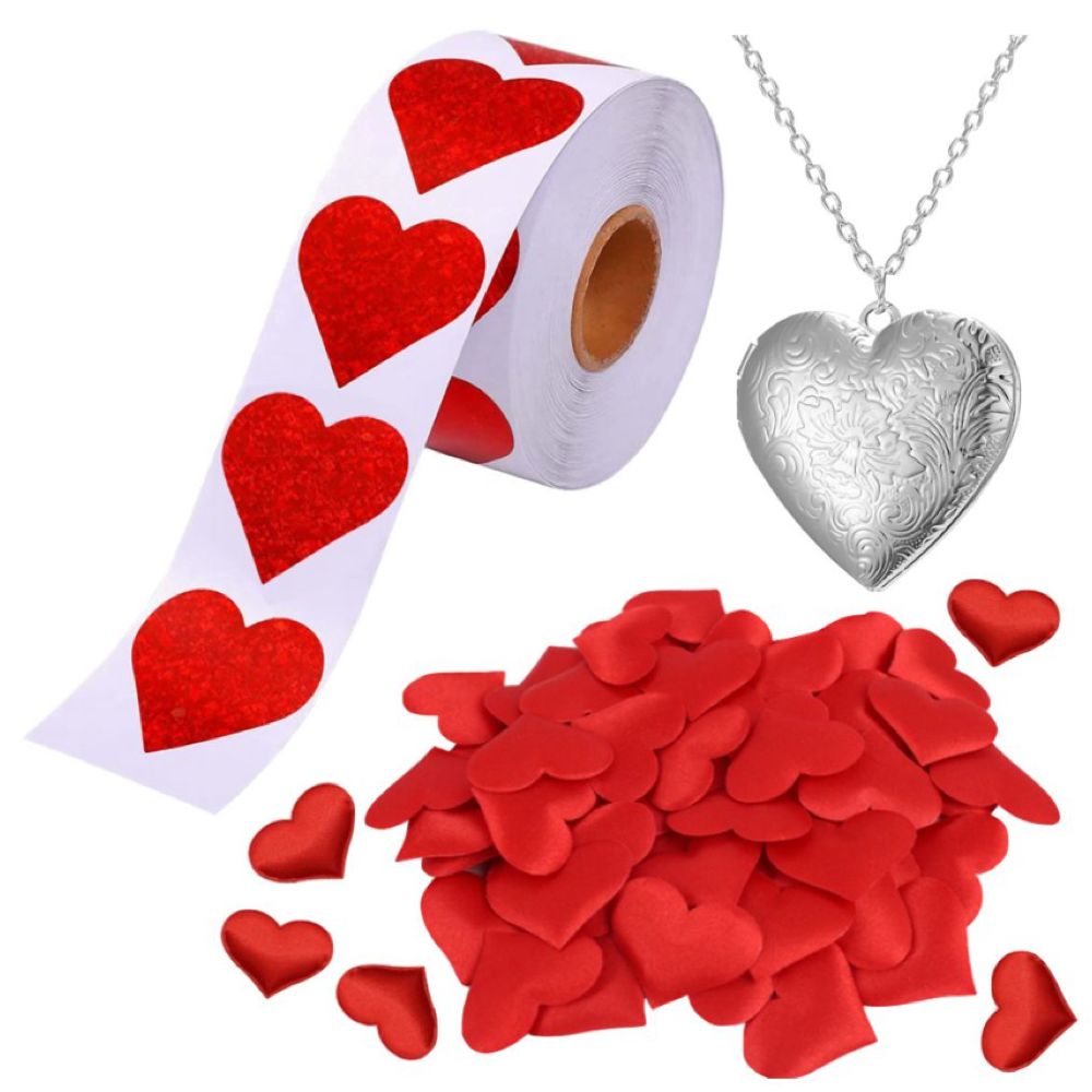 Gift Valentines Day Heart Confetti & Heart Stickers with Engraved