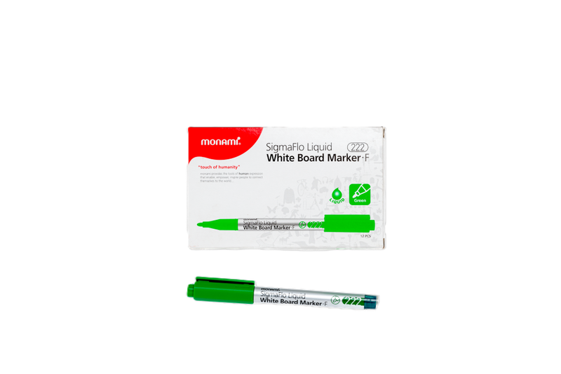 MONAMI SigmaFlo Water Based Marker 222 Bullet Fine Box 12's Green