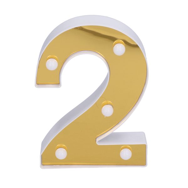 Gold Number 2 LED Light Party Decoration