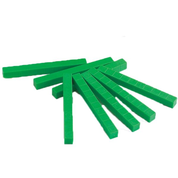 EDX Education Green Plastic Base Ten Rods: 50 Pieces