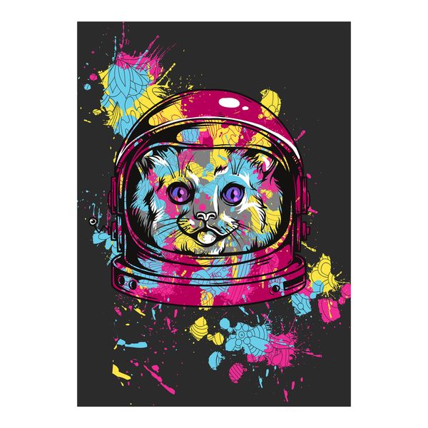 Colourful Red Astronaut Cat Fleece Blanket