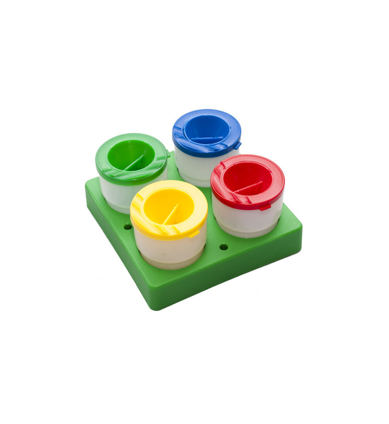 Treeline 4 Paint Pots Set With Base - Non-Spill