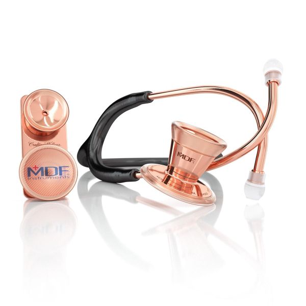 Procardial Stainless Steel Adult &amp; Pediatric Stethoscope - Black/Rose Gold