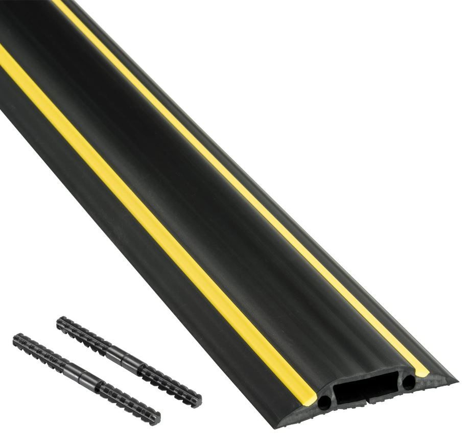 DLine Heavy Duty Floor Cable Cover Yellow Stripe 1.8m (30mm x 10mm