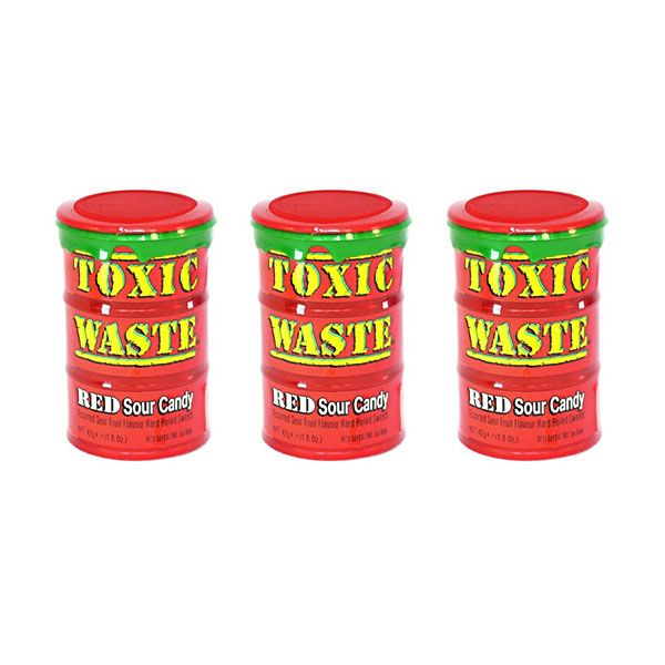 Toxic Waste Sour Candy Red Drum Pack of 3