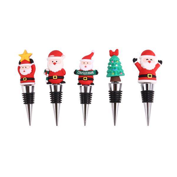 5 PCS Wine Bottle Stopper,Wine Stopper,Christmas Decorative Wine Saver, Reu