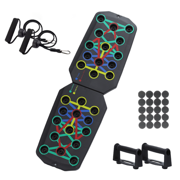 Foldable Push Up Board with Resistance Bands Home Gym Chest Trainer