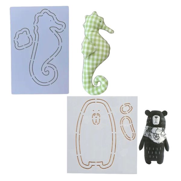 Craft Reusable Seahorse &amp; Bear Soft Template For DIY Projects Set of 2