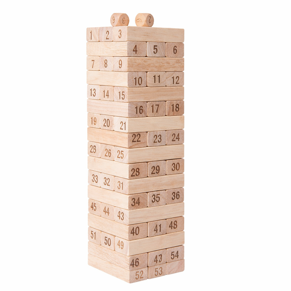 51 Piece Numbered Stacking Blocks - Brown