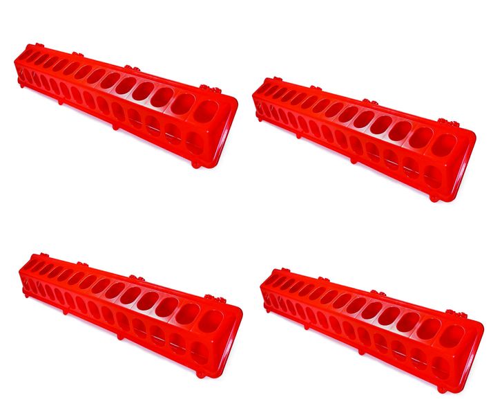 4 x Red Chicken or pidgeon feeder 28 Hole each